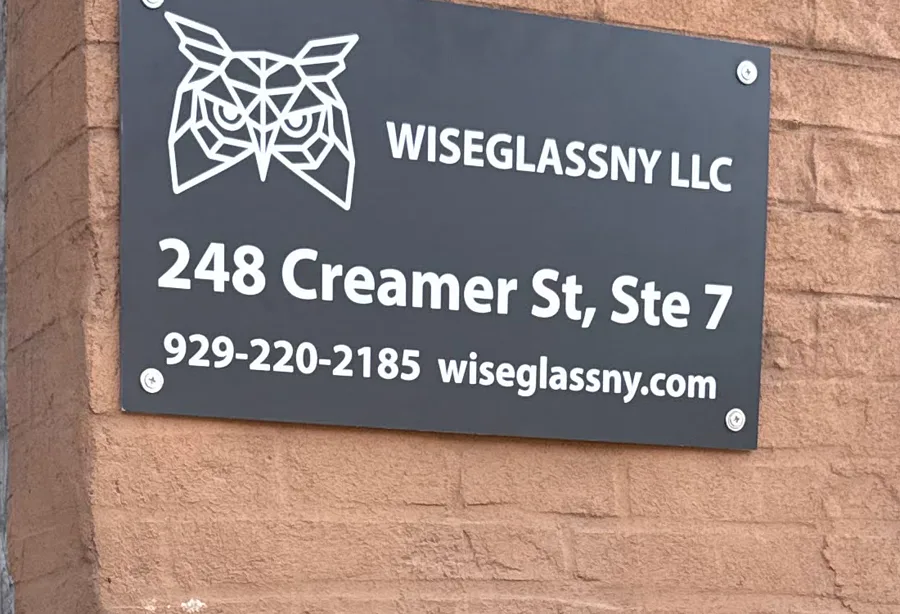 WiseGlass NY LLC showroom signage, Red Hook, Brooklyn