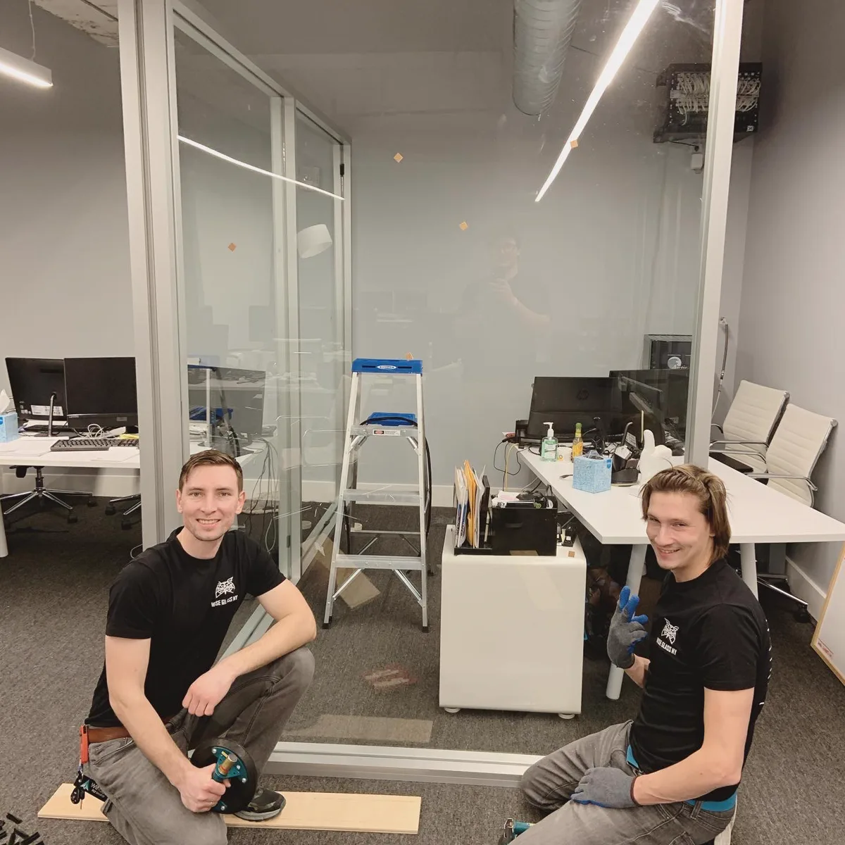 The founding WiseGlass NY team on an early installation
